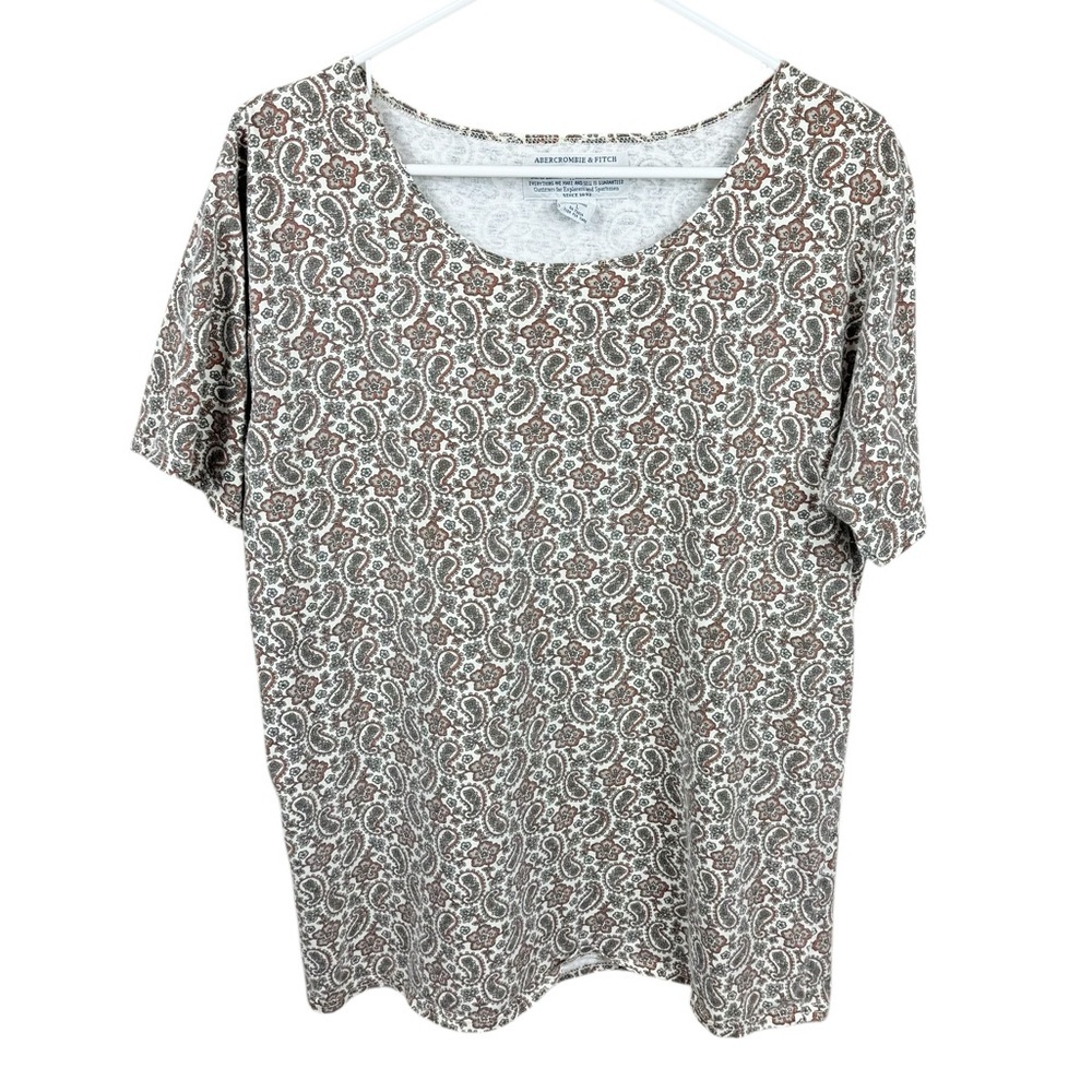 Vintage Abercrombie 1990s Floral Paisley Short Sleeve Tee Size Large Boxy